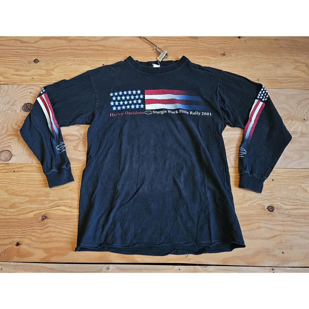 Harley Davidson Sturgis 2001 Black Long Sleeve T-shirt Sz L
